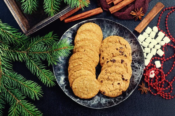 Christmas cookies on plate — Stock Photo, Image