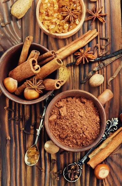 Kakao tozu ve aroma baharat — Stok fotoğraf