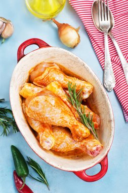 Kızarmış tavuk bacağı. 