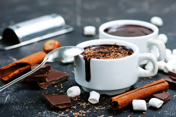 Hot chocolate in cups — Stock Photo, Image