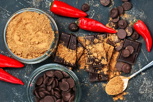 Caramelle al cacao e polvere — Foto Stock