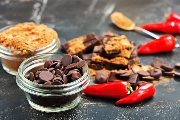 Cocoa candies and powder — Stock Photo, Image