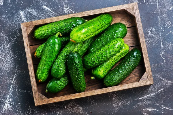 Fresh cucumbers in box — Stock Photo, Image