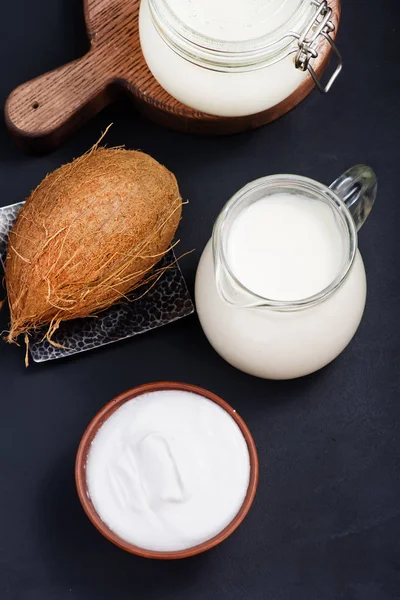 Coconut products on table — Stock Photo, Image