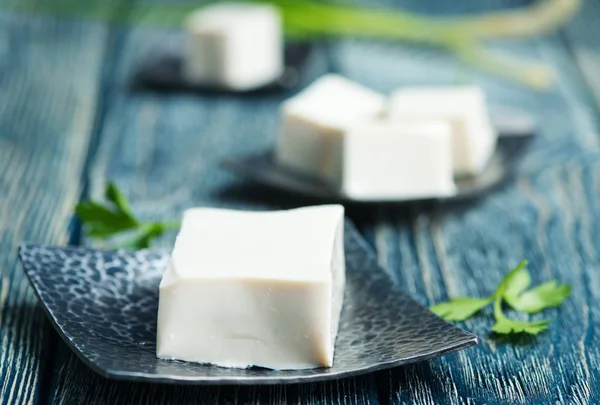Tofu cheese on plates — Stock Photo, Image