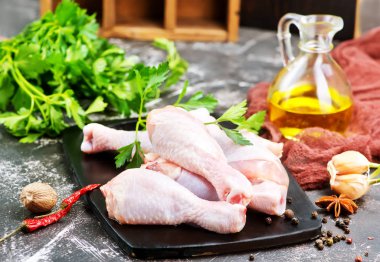 Çiğ tavuk bacağı.