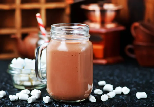 Cocoa drink in glass cup — Stock Photo, Image