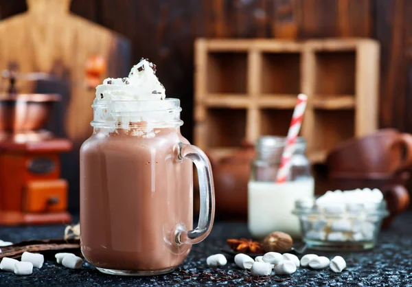 Cocoa drink in glass cup — Stock Photo, Image