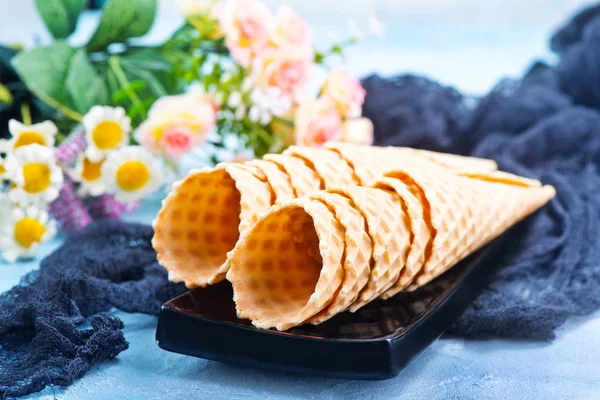 Waffle cones for ice cream — Stock Photo, Image