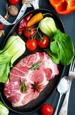 çiğ et baharatlar ile 