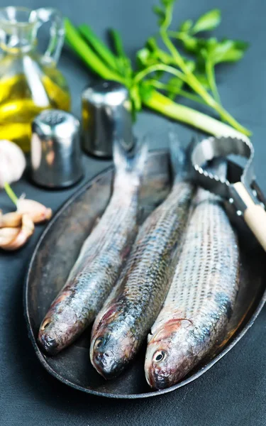 Rå fisk med salt — Stockfoto