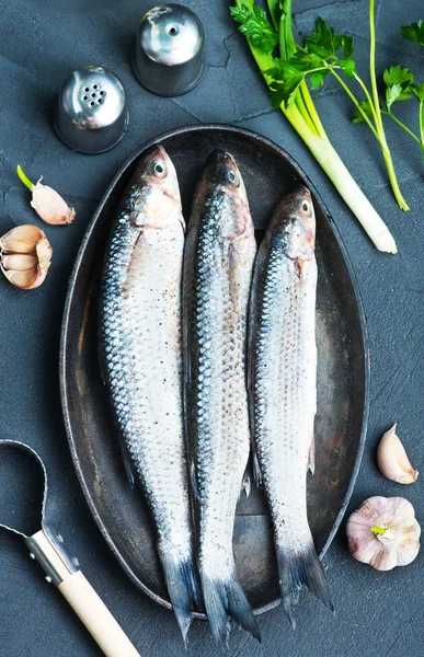 Rauwe vis met zout — Stockfoto