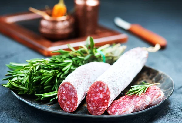 Salami with aroma spic — Stock Photo, Image
