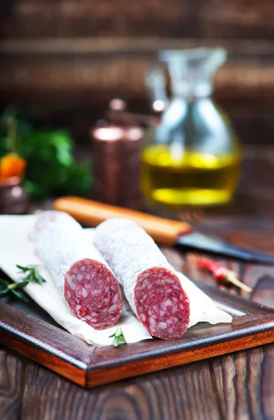 Salami with aroma spic — Stock Photo, Image