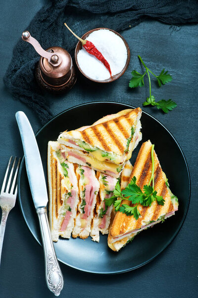 club sandwiches on plate 