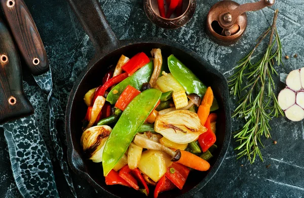 mixed vegetables in pan