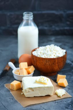 süt, tereyağı ve peynir