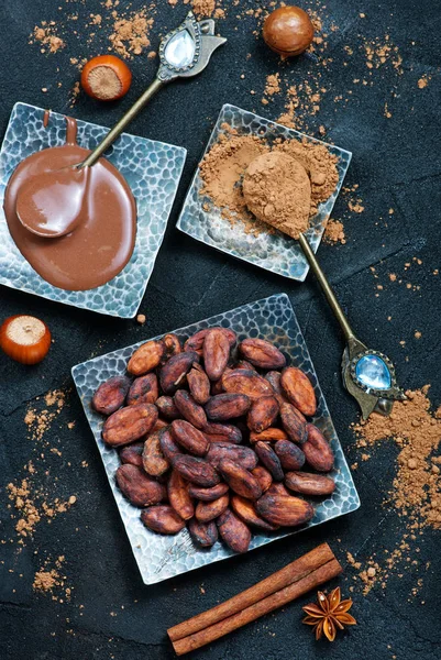Kompozycja z ziarna kakaowego — Zdjęcie stockowe