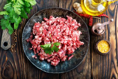 minced meat with parsley clipart