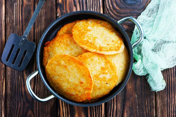 potato pancakes in pan