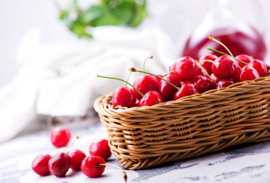 Sepette taze kirazlar