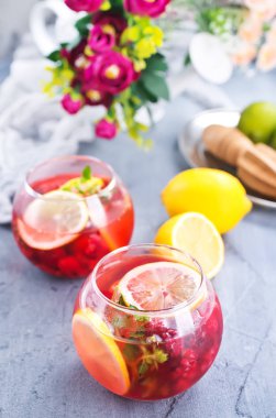 Ahududu, limon ve nane ile limonata