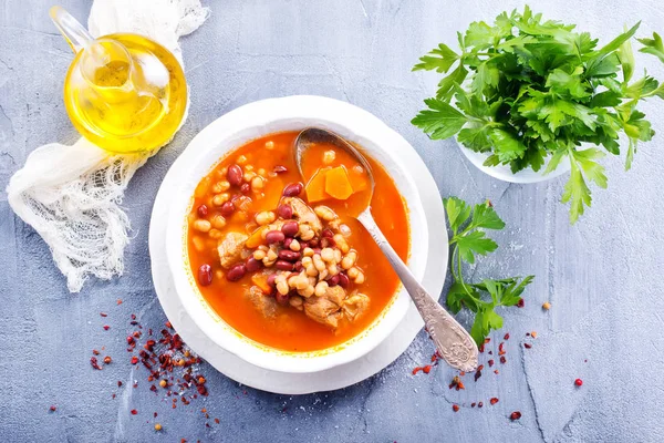 Sopa con frijoles y carne —  Fotos de Stock