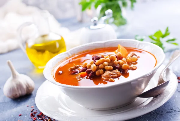 Soup with beans and meat — Stock Photo, Image