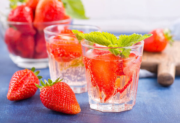 strawberry drinks in glasses