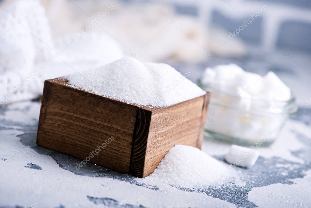 white sugar on table