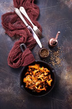 Tavada kızarmış mantar.