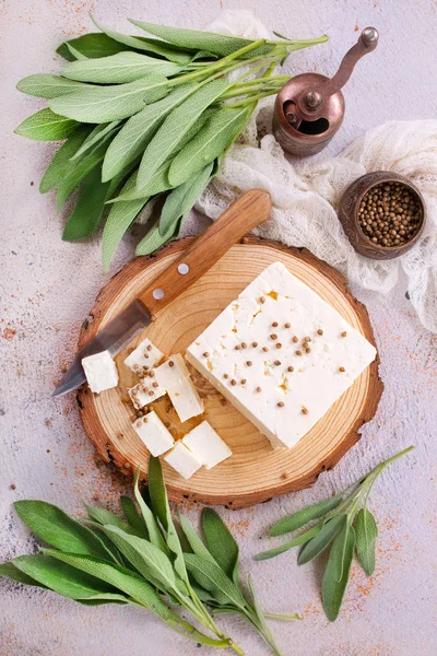 Queso blanco a bordo — Foto de Stock