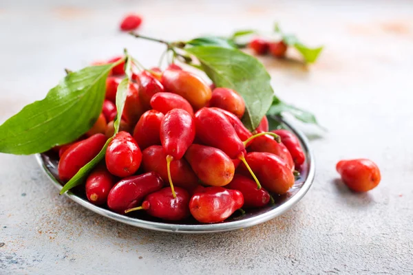 Червоні ягоди в залізній пластині — стокове фото