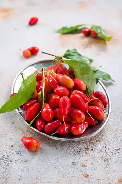 Piros bogyós gyümölcsök a vaslemez — Stock Fotó