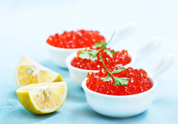 Red salmon caviar in bowls — Stock Photo, Image