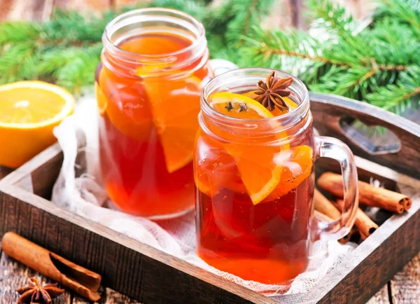 Christmas drink in glass jars — Stock Photo, Image