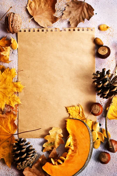 Autumn background with blank paper — Stock Photo, Image