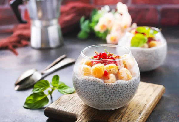 Pudding Chia Seeds Fresh Berries — Stock Photo, Image