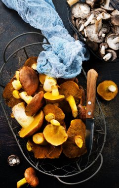 Ham mantar sepeti ve bir tablo