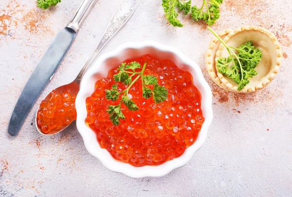Smör Med Bröd Och Röd Lax Kaviar — Stockfoto
