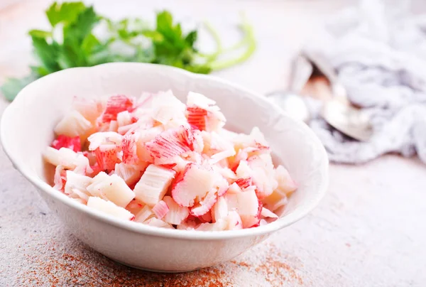 Crab Sticks Plate Table Close View — Stock Photo, Image