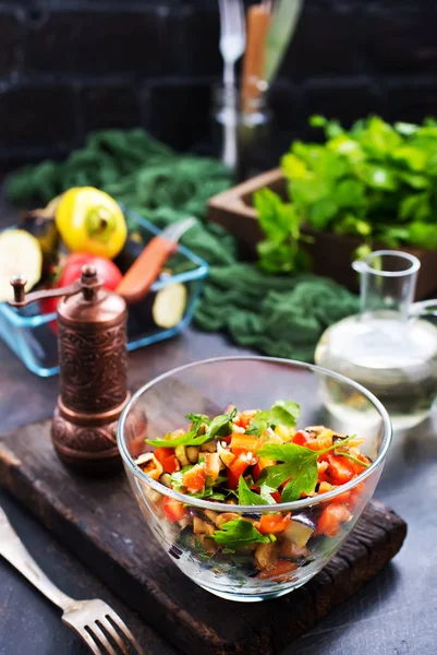 Verduras Frescas Cuenco Vidrio Atble — Foto de Stock