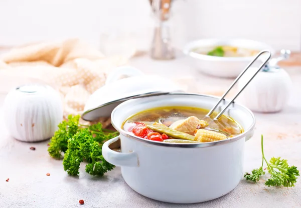 Delicious Vegetable Soup Pan Healthy Dinner — Stock Photo, Image