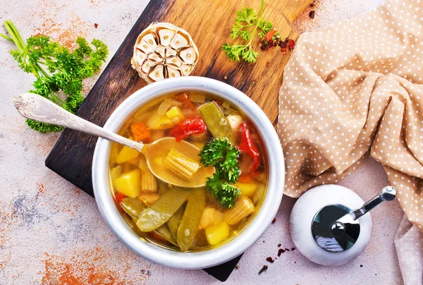 Delicious Vegetable Soup Bowl Healthy Dinner — Stock Photo, Image