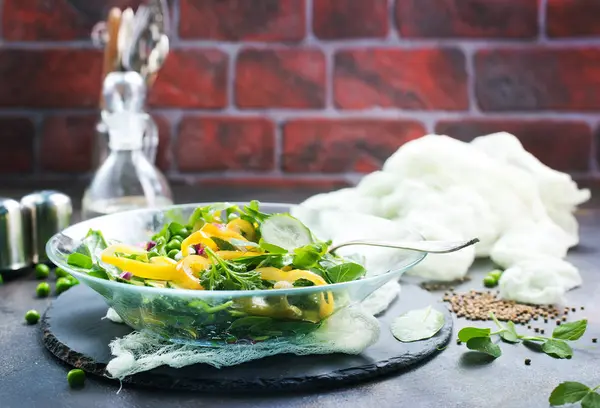 Salada Vegetal Com Óleo Sal Comida Dieta — Fotografia de Stock