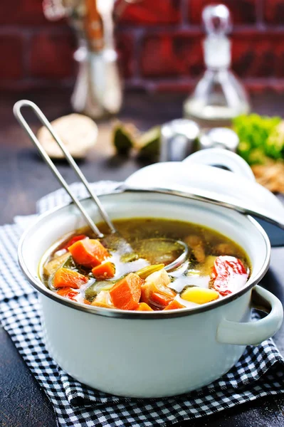 Sopa Pollo Casera Con Verduras Sartén — Foto de Stock