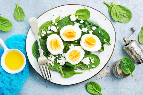 Sałatka Gotowanych Jaj Talerz Zdrowe Jedzenie — Zdjęcie stockowe