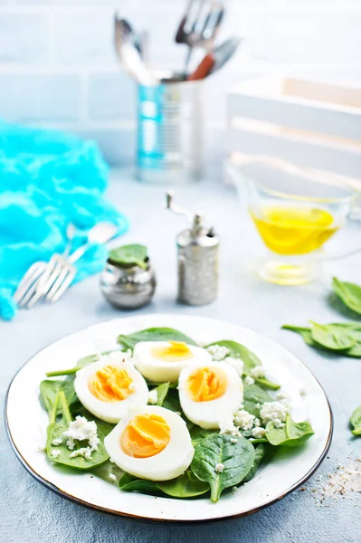 Salada Com Ovos Cozidos Prato Comida Saudável — Fotografia de Stock