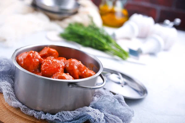 Baked Meat Tomato Sauce Pan — Stock Photo, Image