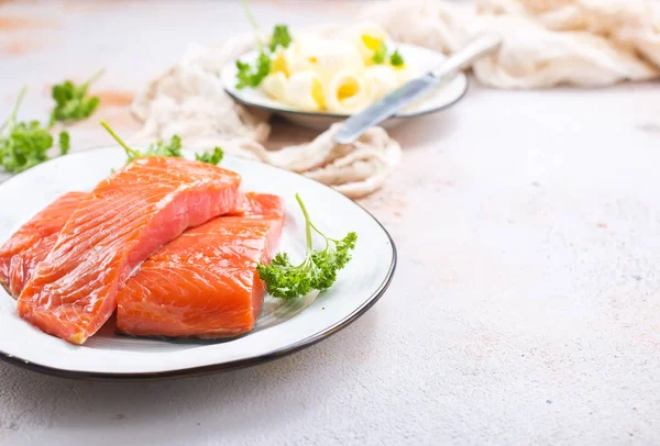 Delicious Salmon Fish Butter Table — Stock Photo, Image